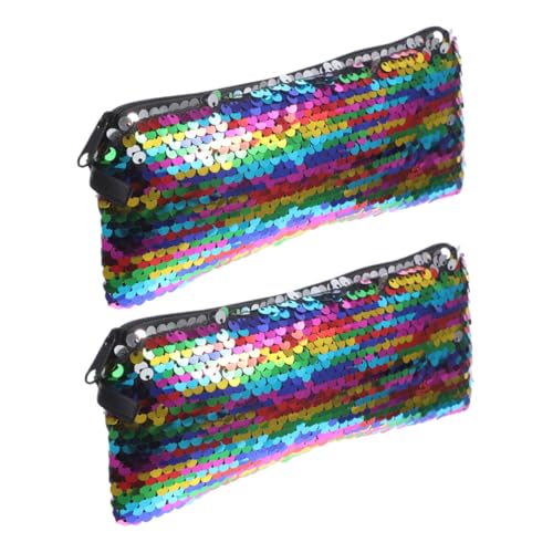 DECOMELODY 2 Stück Teiliges Kleine Pailletten Kosmetiktasche für Damen und Mädchen Tragbare Make up Tasche mit Glänzendem Finish Vielseitig für Lippenstift Toilettenartikel Kopfhörer und von DECOMELODY