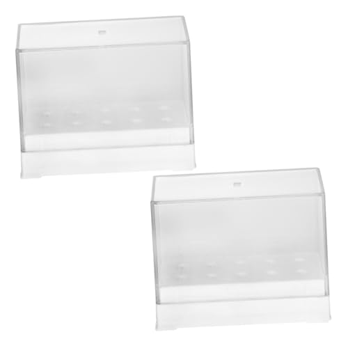 DECOMELODY 2 Stück Teiliges Nagelfräser Aufbewahrungsbox Kunststoff Nagelbohrer Organizer mit Fächern Langlebig und Kompakt für Maniküre Bits Praktisches Aufbewahren und Schnelles Zugreifen von DECOMELODY