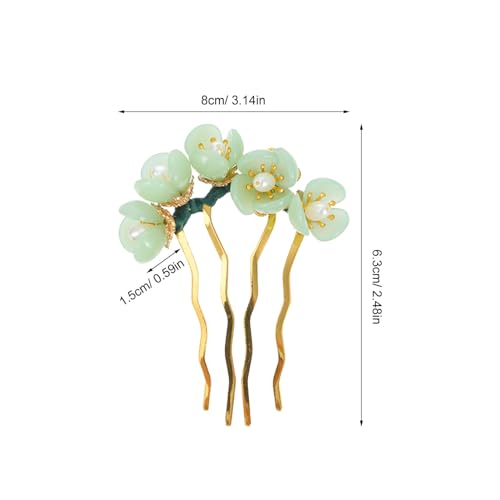 DECOMELODY 2 Stück Teiliges Retro Jade Haarnadeln Blütenförmig Klassischer Haarschmuck Leicht und Elegant Für Hanfu Stil und Hochsteckfrisuren Damen Mädchen von DECOMELODY