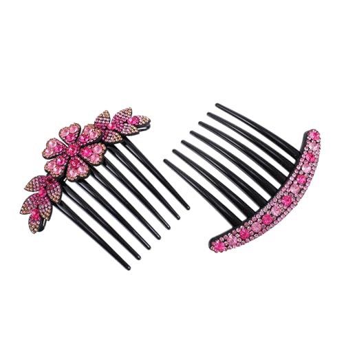 DECOMELODY 2 Stück Teiliges Strass Haarforken in Rutschfeste Haarnadel mit Blumenmotiv für Damen und Mädchen Eleganter Haarschmuck für Partys Hochzeiten Alltag und Festliche Anlässe von DECOMELODY