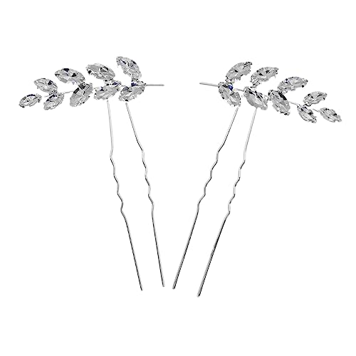 DECOMELODY 2 Stück U Förmige Haarnadeln mit Funkelnden Strasssteinen Elegante Haarforken für Frauen Sicherer Halt Komfortabel und Rutschfest als Brautschmuck und Festlicher Haarschmuck für von DECOMELODY