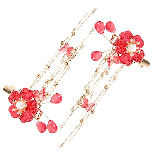 DECOMELODY 2 Stück Vintage Blumen Haarclips mit Quasten für Damen Dekorative Haarspangen für Teenager für Hochzeiten Partys und Alltag von DECOMELODY