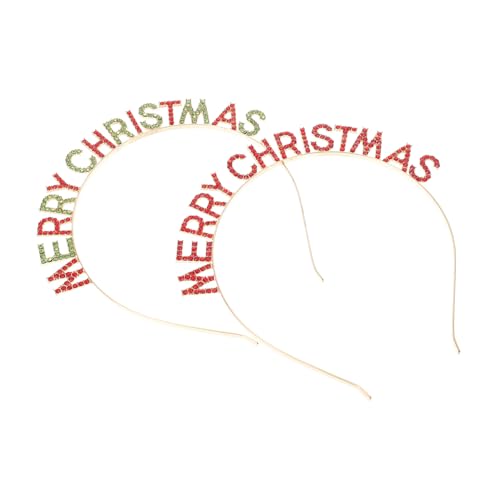 DECOMELODY 2 Stück Weihnachtliche Haarbänder Weihnachtsalphabet Stirnband Festival Haarreif Xmas Style Headdress Party Kopfschmuck Rot Karneval Zubehör von DECOMELODY