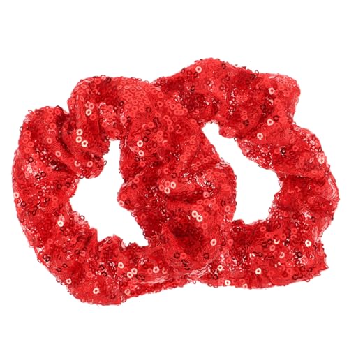 DECOMELODY 2 Stück Weihnachts Haargummi mit Pailletten Elastisches Fluoreszierendes Haargummi in Bunten Farben Weicher Langlebiger Haarring für Mädchen und Damen Modisches Haaraccessoire von DECOMELODY