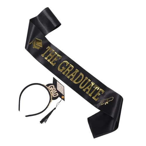 DECOMELODY 2stücke Teiliges Set Abschlussmütze Mit Schwarzer Schärpe Und Tüllfransen Für Abschlussfeiern Und Fotos Stilvolles Accessoire Für Graduierungsfeiern Party-dekorationen von DECOMELODY