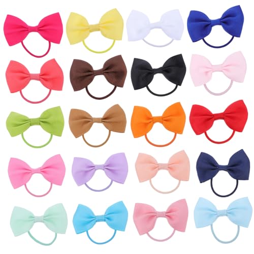 DECOMELODY 20 Stück Teiliges Haargummi für Mädchen Bunte Elastische Ponytail Halter mit Zartem Schleifen Design Leichte Langlebige Haarschleifen für Alltag und Festliche Anlässe Vielseitig von DECOMELODY