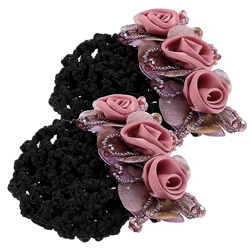DECOMELODY 2stücke Blumen-haarnetz Haarknotennetz Für Dutts Dekorative Haarspange Mit Netz-dutt Für Frauen Bruchfest Langlebig von DECOMELODY