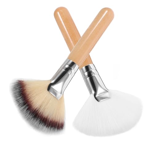 DECOMELODY 2stücke Gesicht Make-up Pinsel Aus Nylonhaar Inkl Fächer Für Gesichtsbehandlungen Puderpinsel Und Fixierpuderpinsel Für Foundation Puder Und Mehr Für Frauen Und Mädchen von DECOMELODY