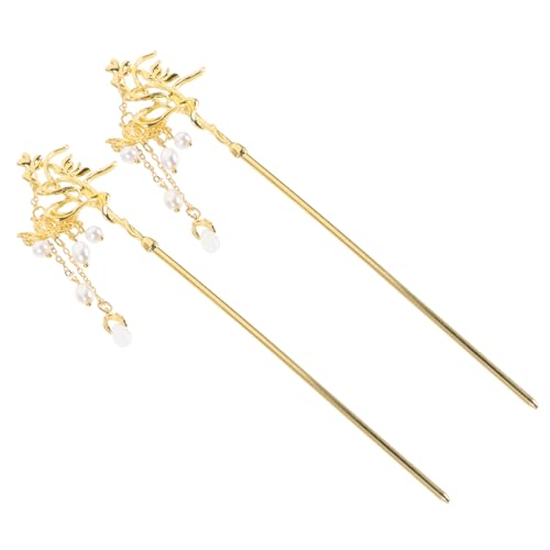 DECOMELODY 2stücke Perlen Quaste Haarstab Chinesischer Hanfu Blumen Frauen Haar Bündel Pin Für Alltag Hochzeit Party von DECOMELODY
