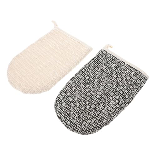 DECOMELODY 2stücke Duschhandschuhe Mit Peeling-luffa Doppelseitig Körperpeeling-schrubber Bade-spa-handschuhe Hautpeeling Peeling-handschuhe Duschschrubbhandschuh Für Männer Und Frauen von DECOMELODY