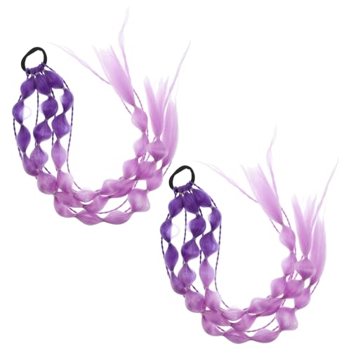 DECOMELODY 2stücke Teilige Bubble-pferdeschwanz-verlängerung Mit Haargummi Geflochtenes Haaraccessoire Für Junge Mädchen Einfache Haarverlängerung Bunte Haarteile Leicht Zu Tragendes von DECOMELODY