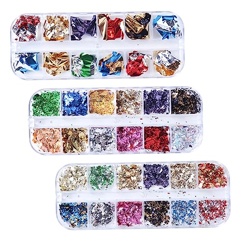 DECOMELODY 3 Boxen Boxen Nagelkunst Glitzer Nagelsequins DIY Nageldekor Aufkleber für Nagelstudios und Maniküre Leicht und Praktisch für Zuverlässige Anwendung für DIY Nagelkunstliebhaber von DECOMELODY