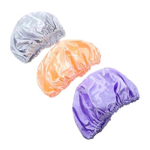 DECOMELODY 3 Stück Doppellagige Wasserdichte Duschhauben für Mädchen Leichte Badehauben aus EVA Vielseitig Einsetzbar als Dusch Make up kappen Tragbar und Geeignet für Reisen und Langes Haar von DECOMELODY