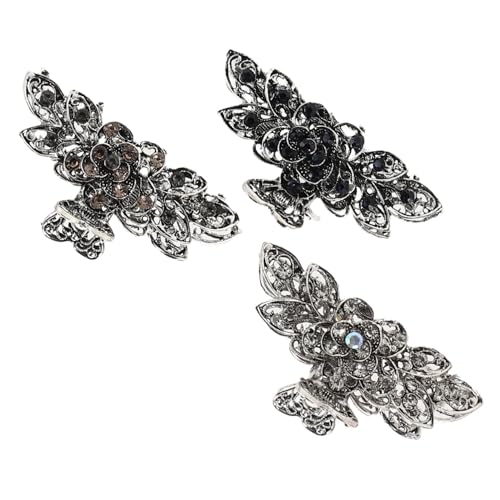 DECOMELODY 3 Stück Große Vintage Metall Haarklammern für Damen und Mädchen Retro Stil mit Funkelnden Strasssteinen Übergroße Krallenclips für Dickes Haar Leichte starke Fixierung Vielseitig von DECOMELODY
