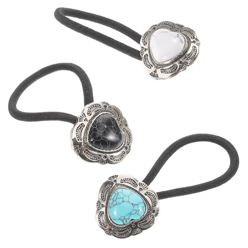 DECOMELODY 3stücke Teiliges Von Vintage-pferdeschwanz-haarbändern Mit Türkisfarbenen Akzenten Metall-haargummis Für Starken Halt Für Frauen Und Mädchen Vielseitig Einsetzbar Für von DECOMELODY