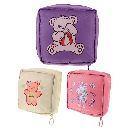 DECOMELODY 3 Stück Sanitary Pad Storage Bag aus Strapazierfähigem Nylon Waschbarer Kompakter Hygiene Beutel für Damen Geruchssicher für Schule Arbeit und Reisen Geeignet für Altersgruppen von DECOMELODY