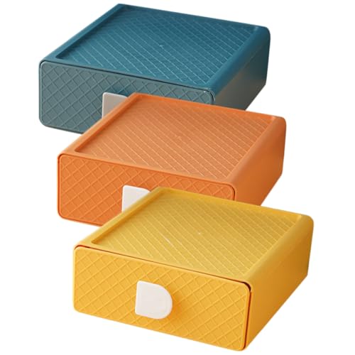 DECOMELODY 3 Stück Teiliges Aufbewahrungsbox Desktop Organizer für Büro und Studenten Große Kapazität Multifunktionale Aufbewahrung für Stifte Kosmetik und Schmuck Farblich Sortiert Orange von DECOMELODY