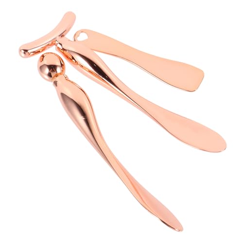 DECOMELODY 3 Stück Teiliges Augenmassage Langlebigem Zinklegierungs löffel Multifunktionaler Augencreme scoop und Massage stick in Roségold Fördert und Hygienische Kosmetikentnahme von DECOMELODY