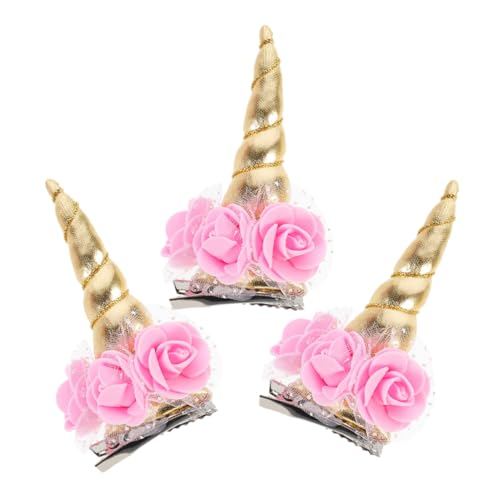 DECOMELODY 3 Stück Teiliges Einhorn Haarspangen Dekorative Haarklammern mit Horndesign Niedliche Haarnadeln für Mädchen Vielseitiges Party Haarzubehör Passend für Verschiedene Anlässe von DECOMELODY