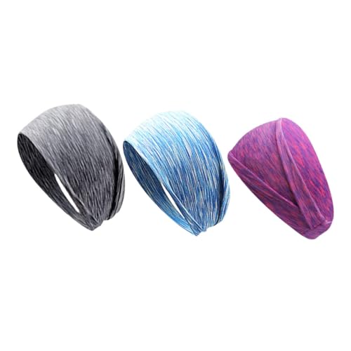 DECOMELODY 3 Stück Teiliges Elastisches Sport Stirnband für Damen Atmungsaktiv Schnelltrocknend Breites Workout Haarband Geeignet für Yoga Laufen Fitness und Vielseitige Sportarten von DECOMELODY