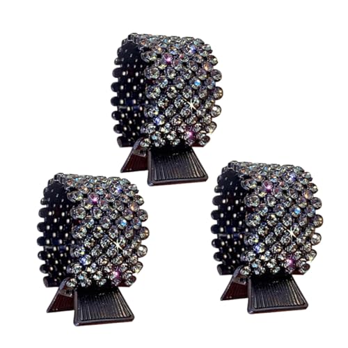 DECOMELODY 3 Stück Teiliges Funkelnde Metall Haarklammern mit Strass Rutschfeste Krallenspangen für Hohen Pferdeschwanz Haarschonend und Stabil Modische Haarspangen für Frauen und Mädchen von DECOMELODY