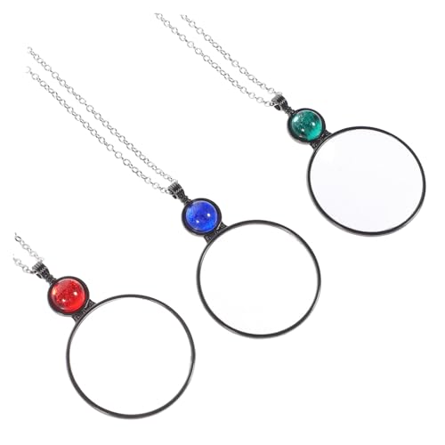 DECOMELODY 3 Stück Teiliges Glasanhänger als Tragbare Optische Vergrößerungslinse Damen Halskette mit Dekorativem Vintage Lupenanhänger zum Lesen von Büchern und Zeitungen von DECOMELODY