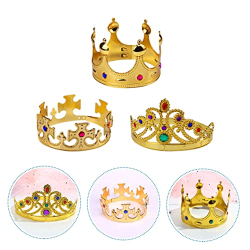 DECOMELODY 3 Stück Teiliges Goldfarben Prinzessin König Haarreif für Mädchen Party Haarornament Kostüm Zubehör für Geburtstag Bühne Karneval und Festliche Anlässe von DECOMELODY