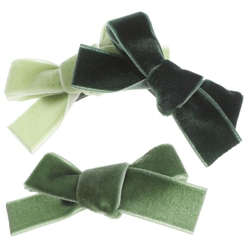 DECOMELODY 3 Stück Teiliges Haarschleifen Haarspangen aus Weichem Samt Sichere Clips Farbverlauf Grün Niedliche Haaraccessoires für Mädchen Einfach zu Tragen und Vielseitig für Partys und von DECOMELODY