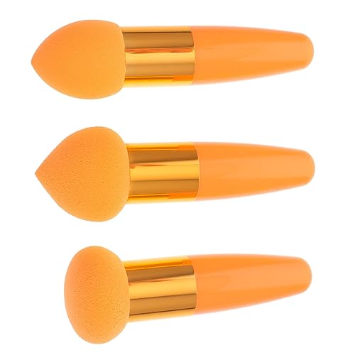 DECOMELODY 3 Stück Teiliges Make up Schwamm Weiche Hautfreundliche Kosmetikpinsel für Foundation Concealer Puder Tragbar und Vielseitig für Frauen Praktisches Make up Zubehör in Orange von DECOMELODY