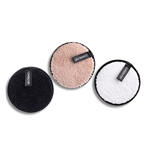 DECOMELODY 3 Stück Teiliges Makeup Entferner Tuch Waschbare Gesichtsreinigungspads aus Plüsch Weiß Kaffee Schwarz Doppelseitiges Sanftes Reinigungstuch für Effektive Makeup Entfernung und von DECOMELODY