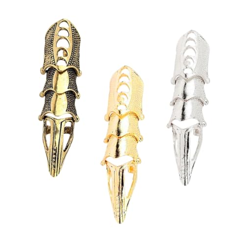 DECOMELODY 3 Stück Teiliges Metall Fingertip Claw mit Hohlschnitt Langlebiger Legierungs Finger Ring Leicht und Verstellbar für Halloween Cosplay und Rollenspiele Modischer Nagelspitzen von DECOMELODY