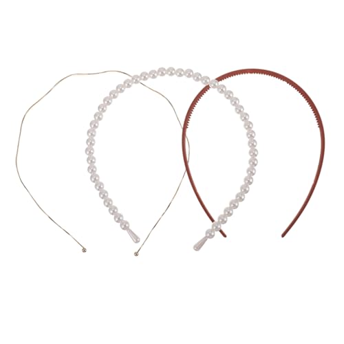 DECOMELODY 3 Stück Teiliges Perlen Haarband Stilvolles Wellenförmiges Stirnband mit Festen Perlen Modischer Haarschmuck für Damen Geeignet für Partys Hochzeiten Festliche Anlässe und Alltag von DECOMELODY
