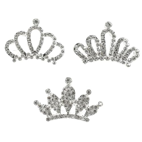 DECOMELODY 3 Stück Teiliges Tiara Haarkamm mit Strasssteinen Kleines Haarschmuck Diadem Accessoire Hautfreundlich und Langlebig Geeignet für Mädchen als Foto und Kostümrequisite von DECOMELODY