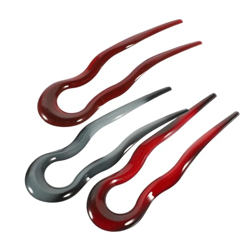 DECOMELODY 3 Stück Teiliges U förmige Vintage Haarnadeln aus PC Material Leichte Glatte Oberfläche Dekorative French Hair Pins für Damen Praktisches Haarstyling zubehör für Dutt und von DECOMELODY