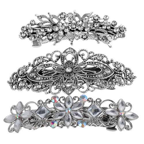 DECOMELODY 3 Stück Vintage Haarklammern mit Strasssteinen Robuste Federspangen Wiederverwendbar für Frauen und Mädchen Geeignet für Hochzeit Party Alltag und Festliche Anlässe von DECOMELODY
