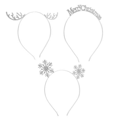 DECOMELODY 3 Stück Weihnachts Haarband mit Funkelnden Strasssteinen Silbernes Stirnband Damen Vielseitiges Festtags Accessoire für Party Cosplay und Feiertage Bequem und Langlebig von DECOMELODY