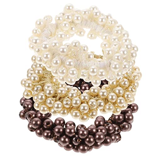 DECOMELODY 3stücke Perlen Haarschmuck Elastische Haarperlen Perlen Pferdeschwanzhalter Haargummi Für Mädchen Haarseile Haarschmuck Zubehör von DECOMELODY