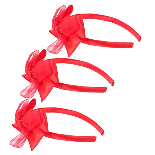 DECOMELODY 3stücke Dekorative Bowknot Haare Hoops Party Versammlung Bogen Design Stirnbänder Rot Seidenstoff Haarschmuck Mit Schleife Für Cosplay Und Festivals von DECOMELODY