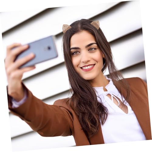 DECOMELODY 4 Paare Katzenohren Haarspangen mit Funkelnden Strasssteinen Modische Haarklammern für Mädchen Frauen Komfortabel Langlebig Auffälliges Accessoire in Violett Weiß Champagner von DECOMELODY