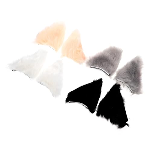 DECOMELODY 4 Paare Plüsch Katzenohren Haarklammern Weiche Atmungsaktive Haarspangen Niedliche Party Haaraccessoires Vielseitig für Cosplay Halloween Tägliches Styling von DECOMELODY