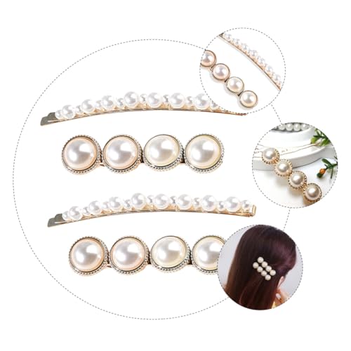 DECOMELODY 4 STÜCKE Handgefertigte Perlen haarspangen Eleganter Haarschmuck für Braut Hochzeit Party Modische Haarclips für Damen und Mädchen von DECOMELODY