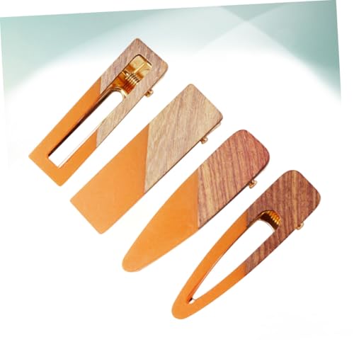 DECOMELODY 4 STÜCKE Teiliges Retro Haarspangen aus Acryl und Holz Leichte Haarnadeln in Orange Stilvolle Bobby Pins für Damen und Mädchen Vielseitiger Haarschmuck für Alltag und von DECOMELODY