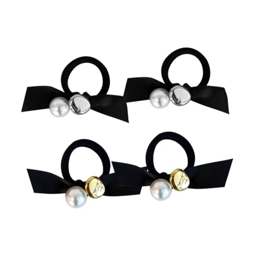 DECOMELODY 4 Stck Perlen schleifen Haargummis Elastisch für Mädchen Modische Ponytail halter Zartes Design Geeignet für Geburtstage Partys und Alltag Hochwertiger Haarschmuck mit von DECOMELODY