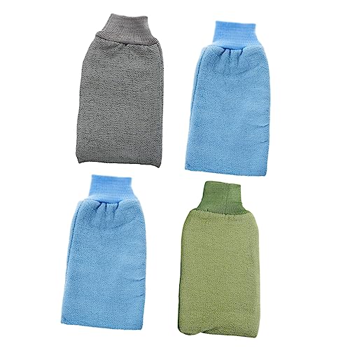 DECOMELODY 4 Stück Badetücher und Reinigungs Handschuhe Hochwertige für Entspanntes Duscherlebnis Entfernt Abgestorbene Haut und Schmutz Zufällige Farben Zufällige Farbe Zufällige Farbe von DECOMELODY