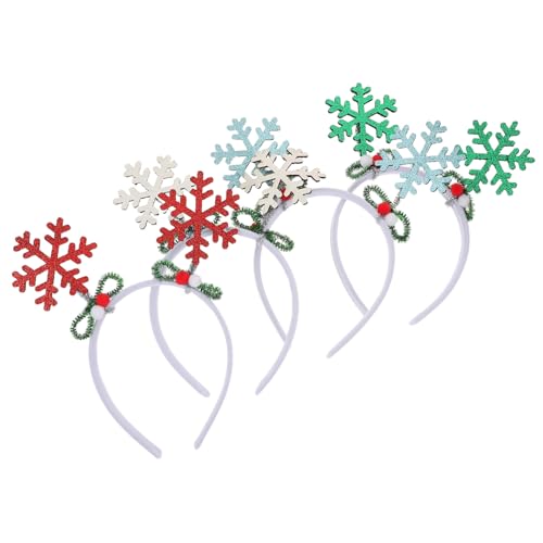 DECOMELODY 4stücke Schneeflocken Stirnbänder Mit Glitzerfinish Für Winterfeiern Weihnachtlichen Look Und Festliche Kopfbedeckungen Für Frauen Und Mädchen von DECOMELODY