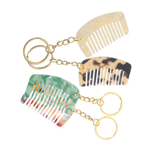 DECOMELODY 4 Stück Mini Kamm Schlüsselanhänger Teiliges aus Robustem Acetat für Reisen Zähne zum Entwirren Modische Haarschmuck Dekorationen für Damen und Herren Kompakt und Vielseitig von DECOMELODY