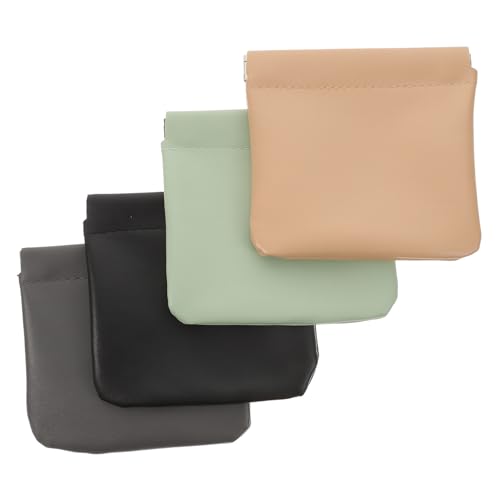 DECOMELODY 4 Stück Pocket Cosmetic Bag Kleine Pu Leder Schminktaschen mit Selbstschließendem Druckverschluss Praktische Makeup Organizer Frei von Reißverschluss für Lippenstift Münzen und von DECOMELODY