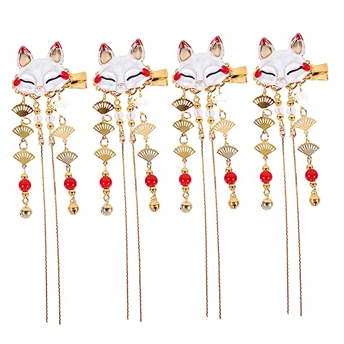 DECOMELODY 4 Stück Teiliges Chinesisches Haarschmuck im Antiken Stil mit Fuchsmotiv und Tasseln Legierte Haarklammern für Damen Eleganter Retro Haaraccessoire für Festliche Anlässe von DECOMELODY