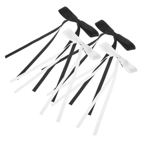 DECOMELODY 4 Stück Teiliges Damen Haarklammern aus Doppellagiger Spitze Große Schleifen Haarspangen in Weiß und Schwarz Modische Haarschmuck Clips für Mädchen und Frauen Langlebig und Fest von DECOMELODY