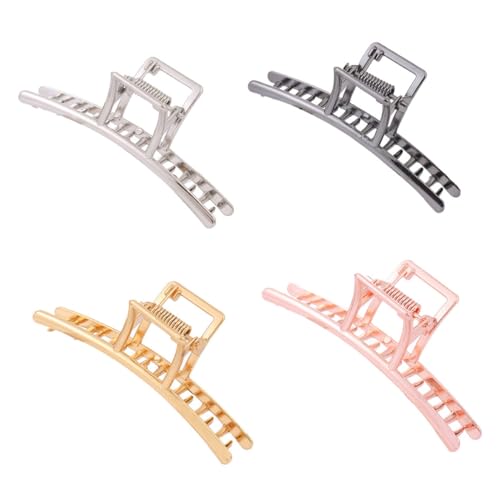 DECOMELODY 4 Stück Teiliges Große Metall Haarspangen aus Legierung Haarklammern für Damen und Mädchen Ponytail Clips in Schwarz Gold Silber und Roségold Langlebig und Einfach zu Verwenden von DECOMELODY